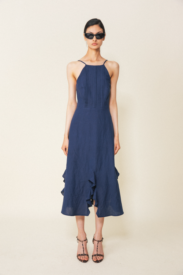 Antique White Calypso Halter Midi Dress Midi Dress