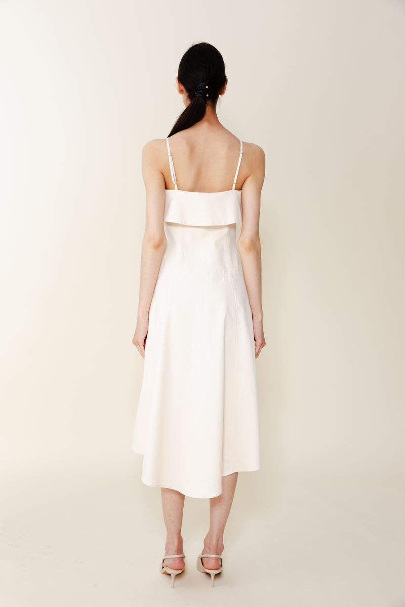 Antique White Clover Halter Dress Midi Dress