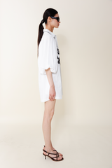 Antique White Cassia Balloon Sleeve Shirt Dress Mini Dress
