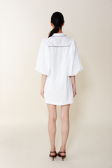 Light Gray Cassia Balloon Sleeve Shirt Dress Mini Dress