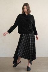 Black Plaid Contrast Midi Skirt Midi Skirt