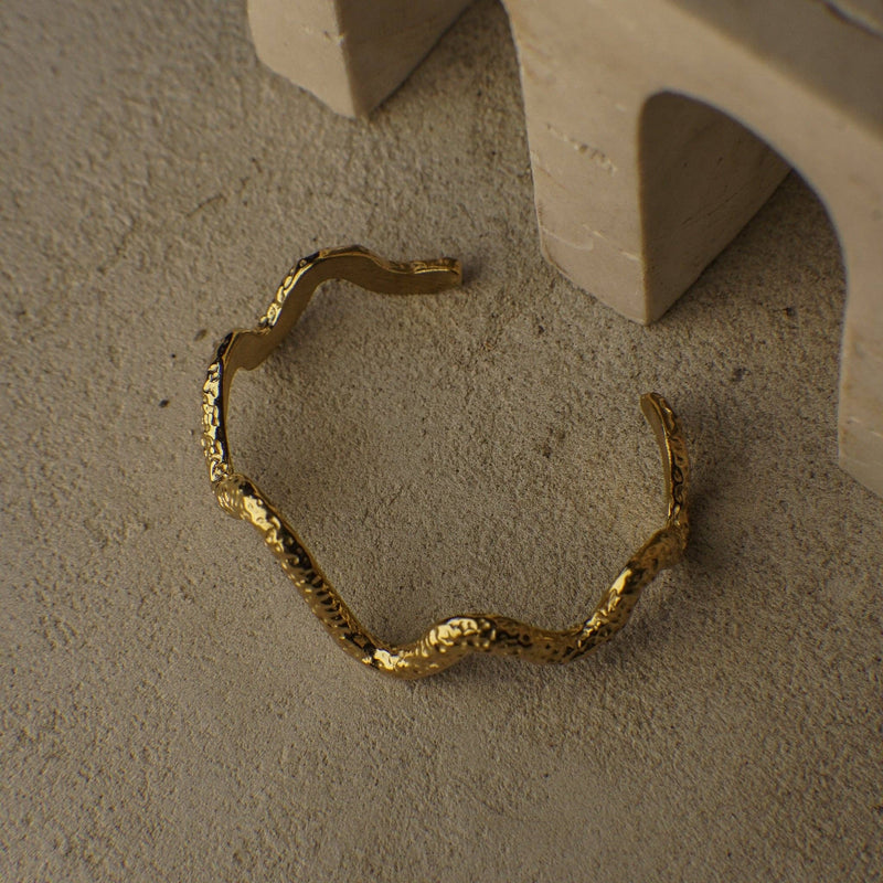 Dim Gray Amalia Gold Wave Cuff Bracelet Bracelet