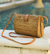 Rosy Brown Winding Road Rattan Bag Beach Bag