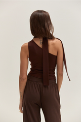 Light Gray Eve Tie Neck Sleeveless Top Top