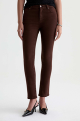 Lavender Mari Mid-Rise Slim Straight | Wood Brown Jeans