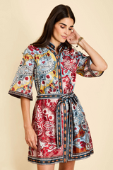 Bisque Aracati Mini Dress in Venetian Patchwork Mini Dress