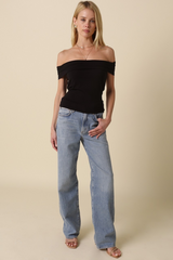 Gray Sara Off Shoulder Top Top