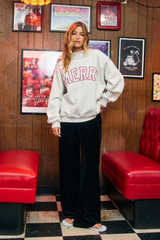 Black MERRY Embroidered Mock Neck Sweatshirt Sweatshirt