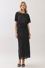 Simply Satin Lace Trim Top Top