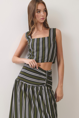 Light Gray Stripe A Pose Cropped Top Crop Top