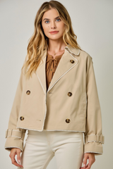 Gray The Lace Half Length Trench Coat Coat