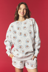 Brown Snow Much Santa Fleece Terry Sweatshirt Set Sweater Set