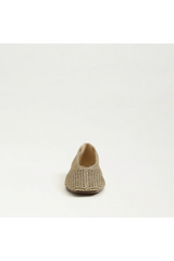 Lavender Kasey Knit Ballet Flat | Amber Gold Woven Fabric flats