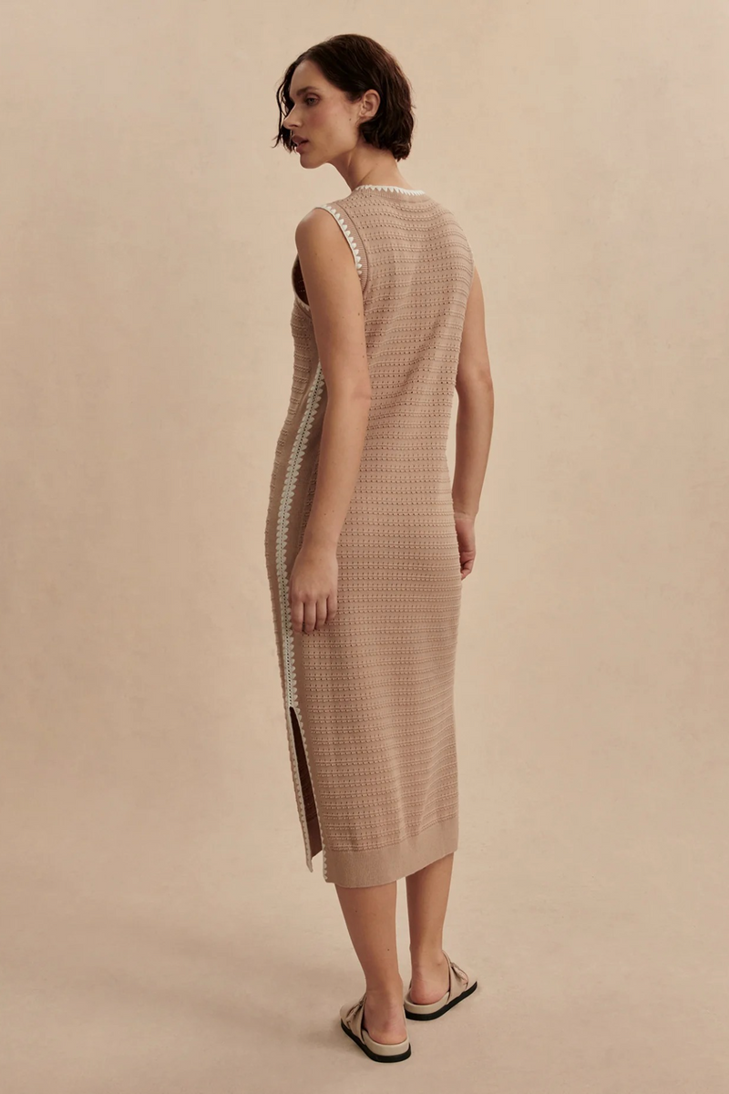 Tan Dwight Tank Knit Dress Midi Dress