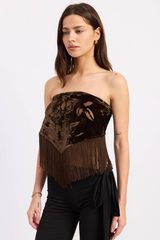 White Smoke Western Soul Tassel Scarf Top Top