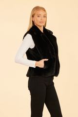 Bisque Plush Faux Fur Notch Collar Vest Vest