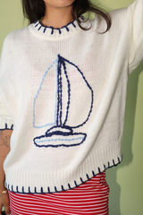 Antique White Sail Away Knit Sweater Sweater