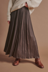 Rosy Brown Pretty Pleat Crinkle Maxi Skirt Maxi Skirt