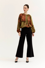 Black Golden Days Long Sleeve Bubble Top Top