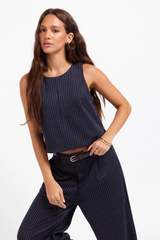 White Smoke Legacy Top in Navy Ivory Top
