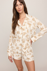 Light Gray Safari PJ Long Sleeve Top Top