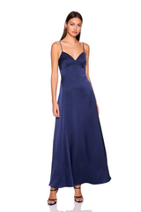 White Smoke Satin Slip Dress Maxi Dress