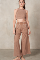 Rosy Brown Halter Crop Top Top