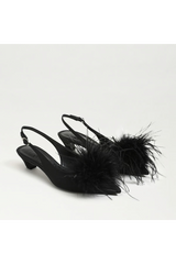 Lavender Finch Feather Slingback Pump | Black Heel