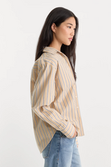 Lavender The Poplin Easy Shirt in Dune Multi Stripe Shirt