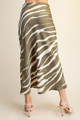 Antique White Wild World Zebra Print Midi Skirt Midi Skirt