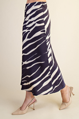 Antique White Wild World Zebra Print Midi Skirt Midi Skirt