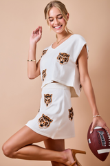 Tan Tiger Game Day V-Neck Knit Sweater Sweater
