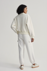 Light Gray Roselle Half Zip Fleece Sweater
