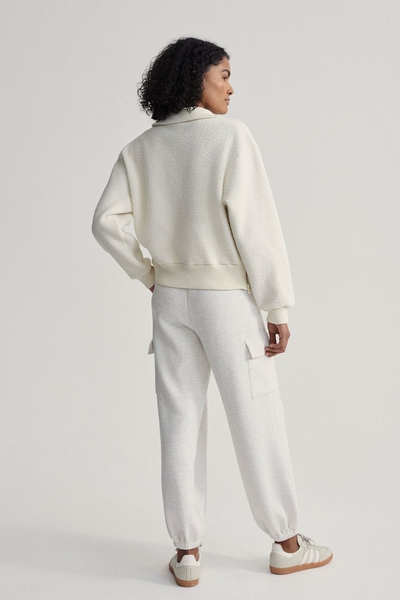 Light Gray Roselle Half Zip Fleece Sweater