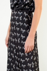 Dark Slate Gray Running Wild Satin Skirt Midi Skirt