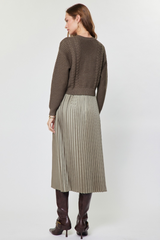 Lavender Starlight Sweater & Pleated Dress Set Midi Dress