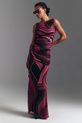 Dim Gray Cinda Skirt in Pink/Multi Maxi Skirt