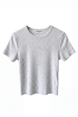 White Smoke Isa Sweater Rib Crew Neck Short Sleeve Top