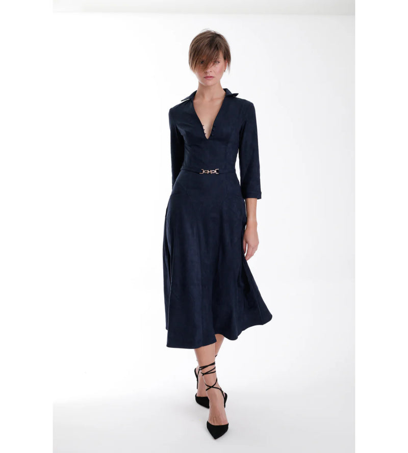 Victoria Suede Maxi Dress Midnight / L