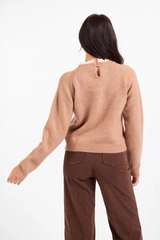 White Smoke Orchard Spice Sweater in Camel White Sweater
