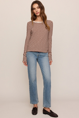 Light Gray Junie Long Sleeve Striped Slub Tee Tee