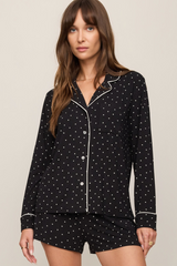 Light Gray Luxe Dot PJ Top Pajama Top