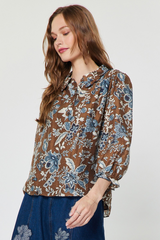Lavender Stacy Floral Blouse in Blue Multi Blouse