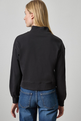 Dark Slate Gray Mock Neck Cardigan Sweater