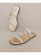 Gray Lucy Strappy Sandal | Metallic Gold Sandals