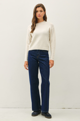 Antique White Wool Cozy Cropped Sweater Sweater