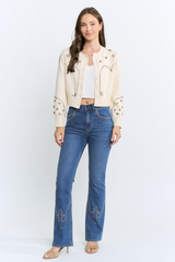 Lavender Studded Darling Cropped Cardigan Cardigan