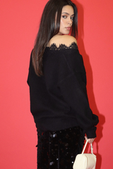 Black Love Story Lace Sweater Sweater