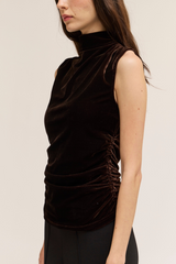 Black Velvet Charm Sleeveless Mock Neck Top Top