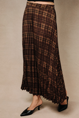 Tan Fall Favorite Plaid Midi Skirt Midi Skirt